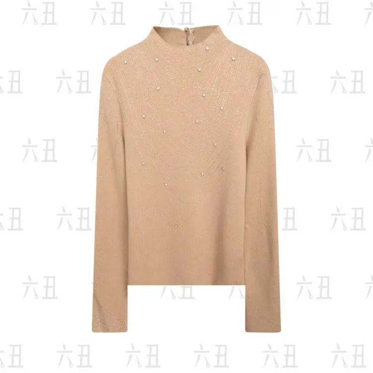 【六丑】新款时尚气质高级百搭显瘦立领重工钉珠针织衫509ZZS0095