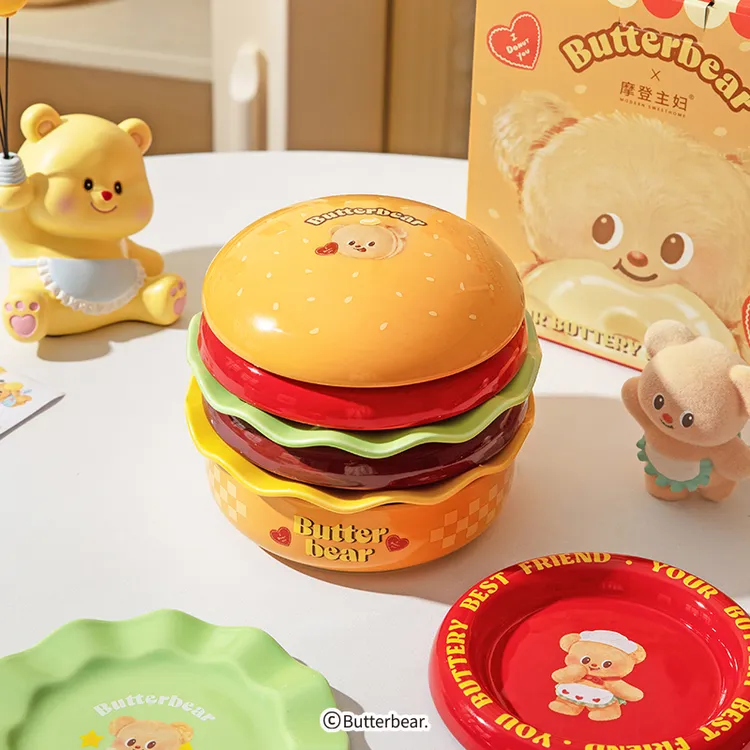 【摩登主妇&黄油小熊】汉堡包餐具套装碗碟家用盘子餐盘生日礼物