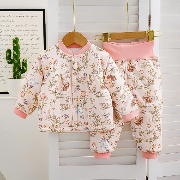 女宝秋冬棉服洋气时髦套装120克夹棉小公主时尚棉服纯棉女宝棉服