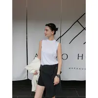 麻霖秋新品小寸领100支匹马棉层次叠穿打底内搭无袖背心百搭T恤衫