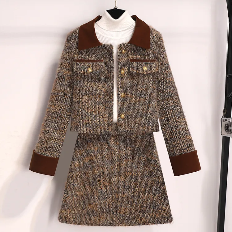 奥顿思兰迪小香风套装裙女士爆款早秋穿搭一整套轻奢高级感两件套