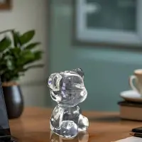 暴力熊坐熊小摆件水晶玻璃透明梳妆台化妆镜小摆件