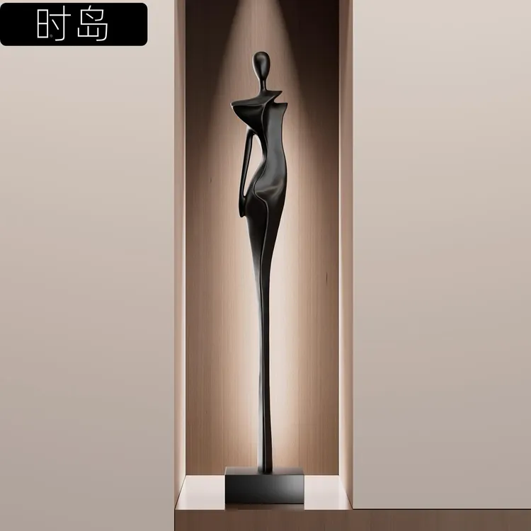 玄关摆件竖高客厅壁龛细长装饰品意式极简人物雕塑艺术感