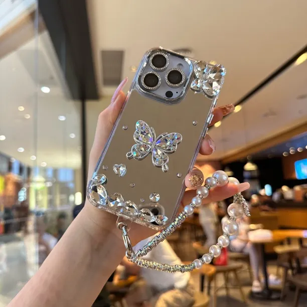 彩钻电镀镜面蝴蝶结适用iPhone17ProMax苹果15手机壳14/13/16女款