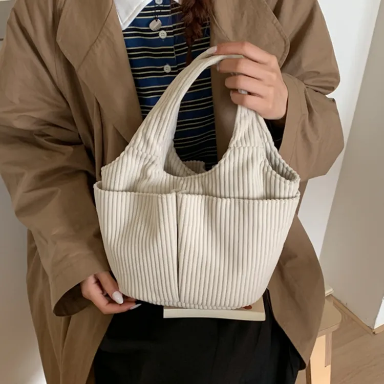 简约灯芯绒手提包女小容量上班拎包日常包包2025新款潮质感休闲包