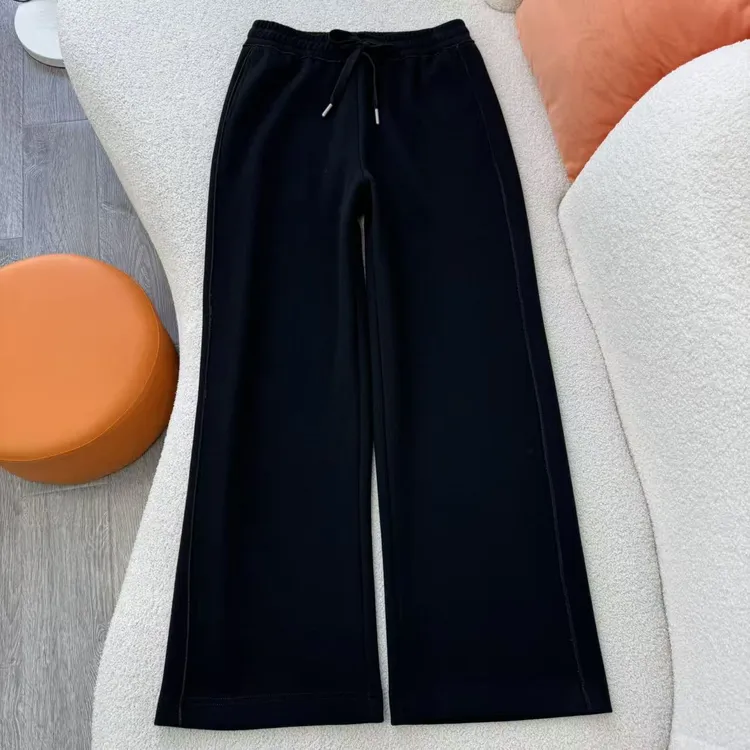 秋冬女松紧腰高腰毛呢直筒裤韩版休闲裤