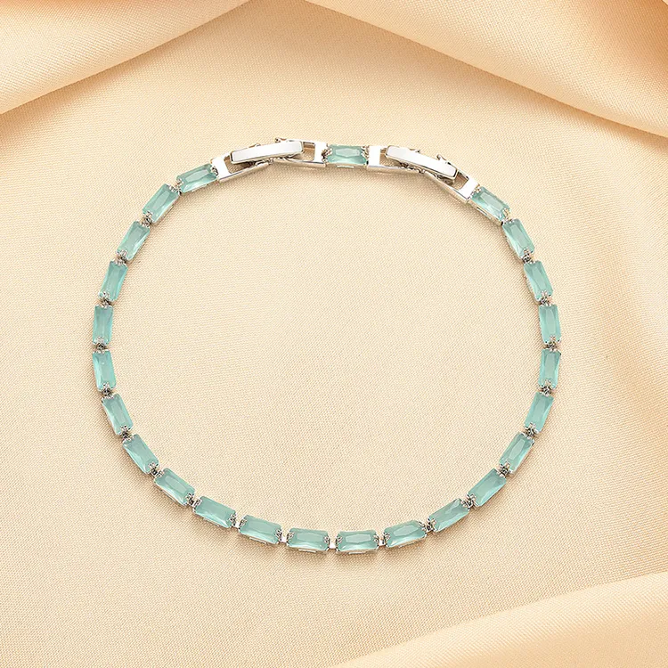 铜合金亚克力手链 铜合金亚克力手链彩色轻奢蓝方形手链项链成品