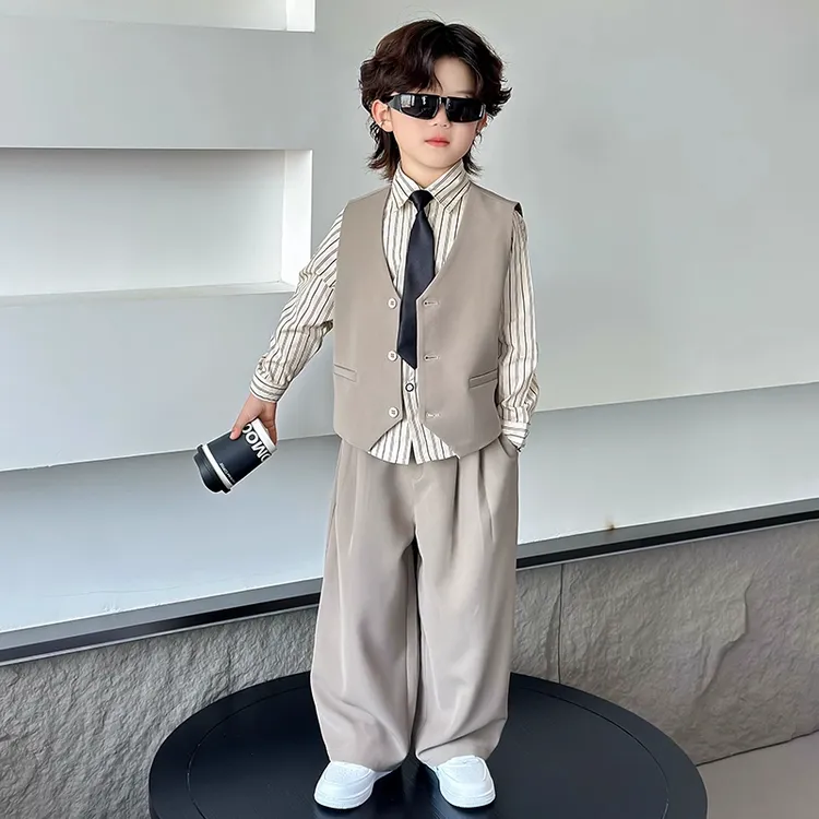 秋季男童西装礼服2025小少爷西服花童生日衣服影楼儿童主持演出服