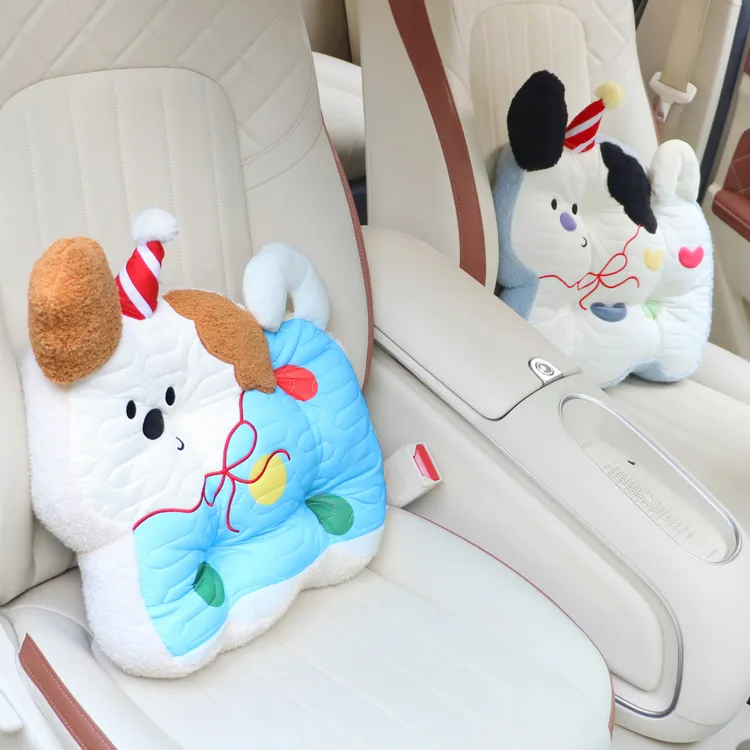 汽车腰靠夏季冰丝车内护腰靠可爱小狗女司机开车用久坐腰托神器女