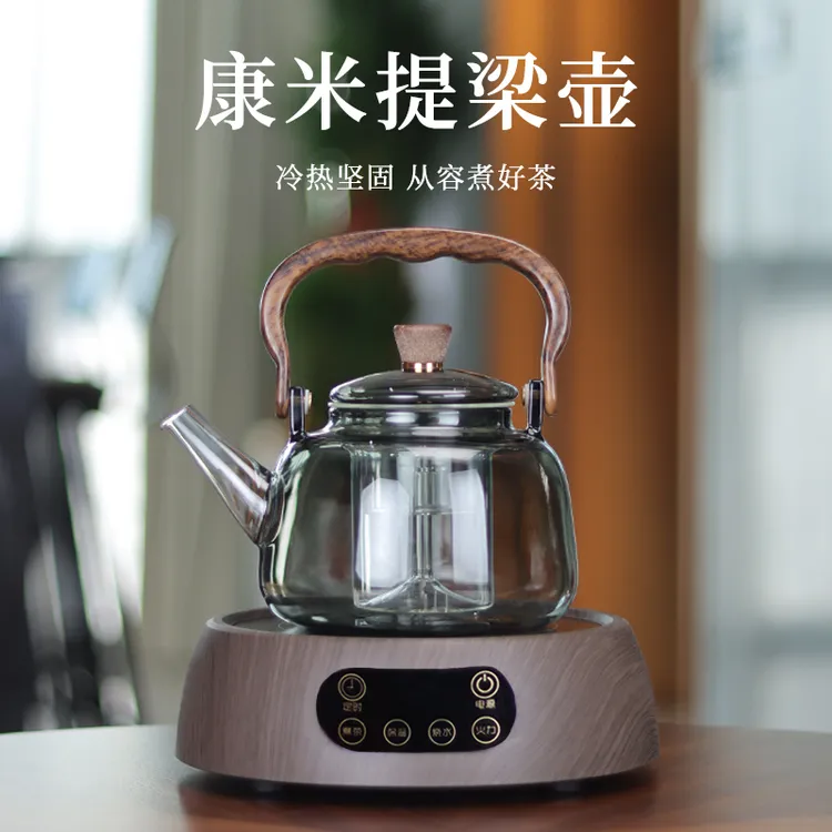 木把玻璃提梁壶家用小型电陶炉煮茶器烧水壶大容量保温玻璃茶壶W商品图