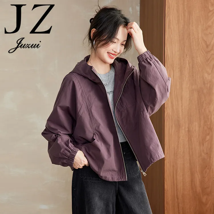 JUZUI玖姿正品清仓折扣女装百搭通勤短款外套休闲显瘦连帽上衣潮