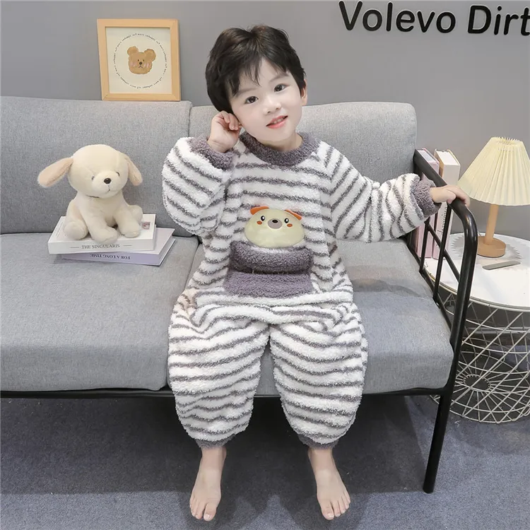 男童连体睡衣秋冬季儿童珊瑚绒爬服加厚法兰绒宝宝婴儿防踢被睡袋