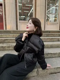 5187【冬日恋歌】诗诗家2025冬季简约时尚韩版大翻领90白鸭绒羽绒服