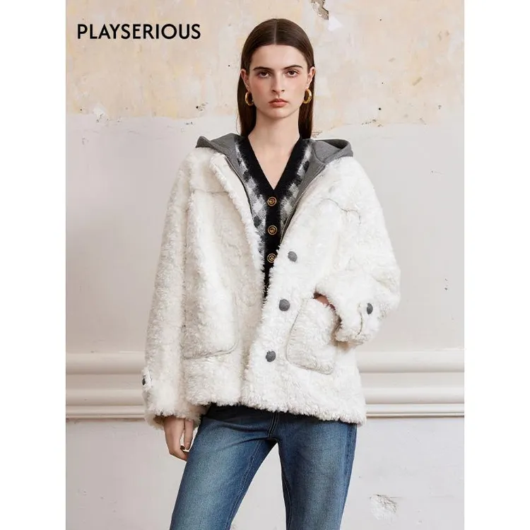 【沈月鞠婧祎同款】ROCHA ROMA 25秋冬新款短款可拆卸颗粒毛羽绒服