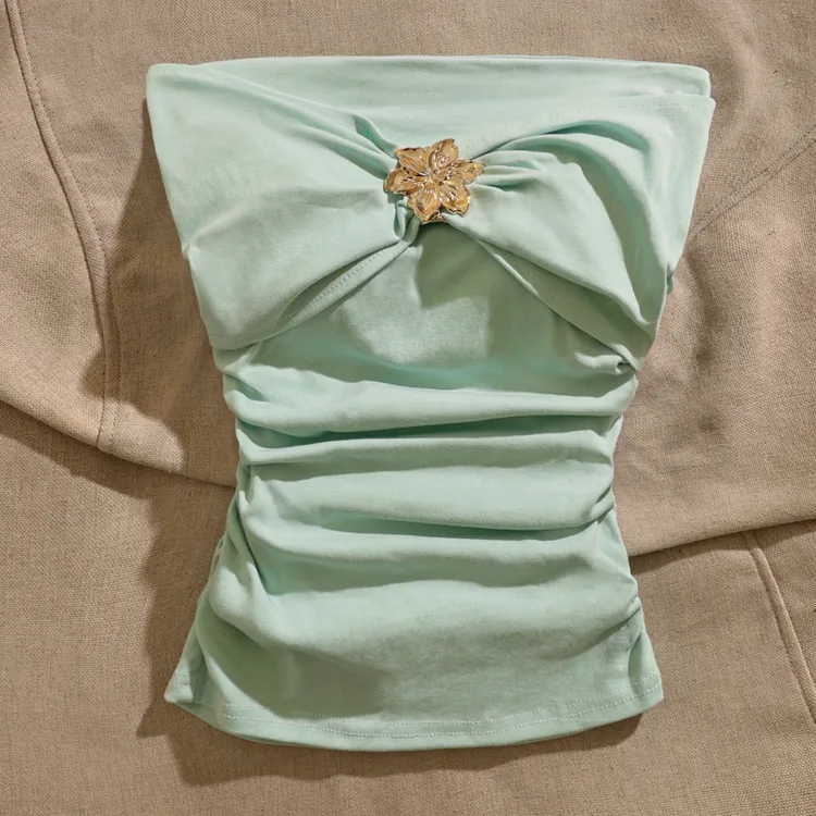 2025新款一字肩法式复古辣妹风高级感女设计感抹胸背心小众上衣