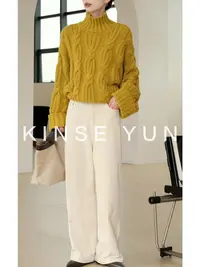 KINSE YUN『灯芯裤』慵懒阔腿复古质感灯芯绒长裤阔腿裤QD6885