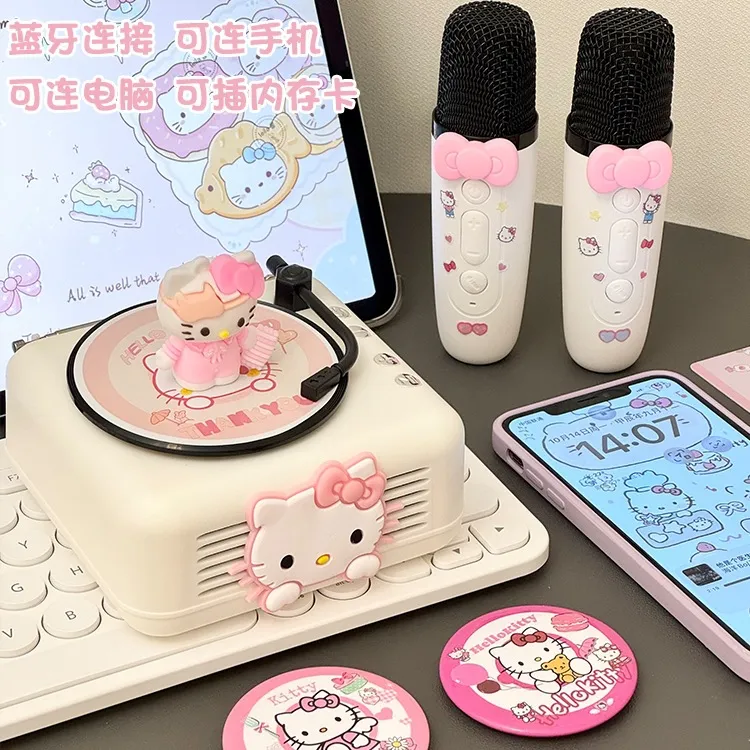 hellokitty唱片机蓝牙音箱麦克风话筒唱K音响生日礼物送女生闺蜜