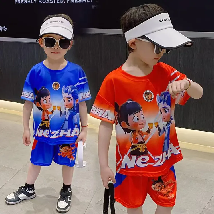 2026男童哪吒衣服夏装套装夏季儿童短袖两件套新款速干小童帅气潮