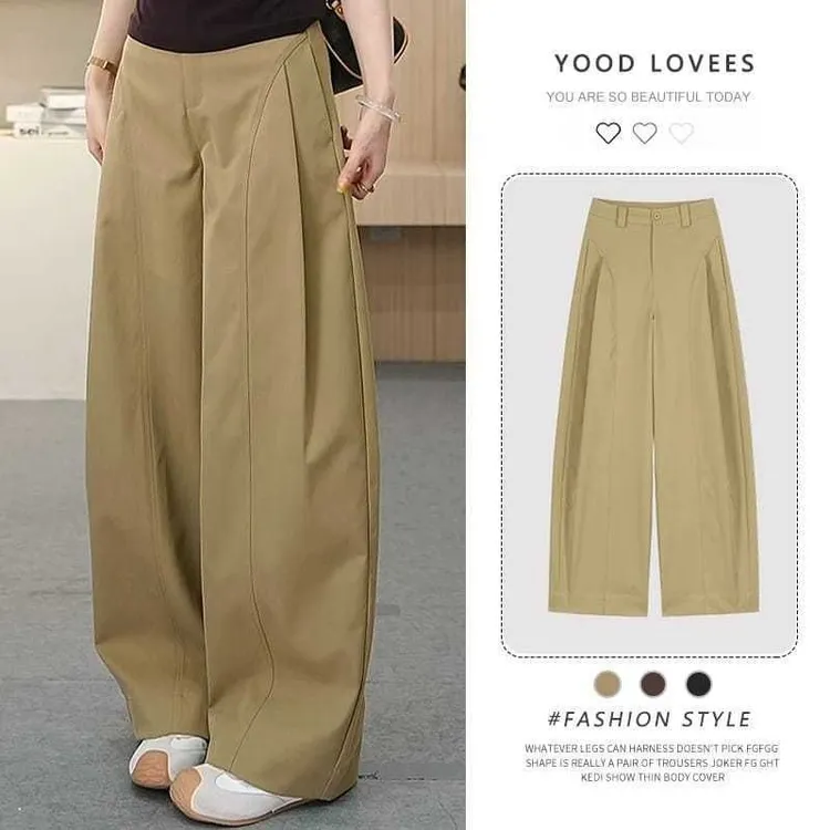 舒柔特阔腿裤女2025春秋季新款高腰显瘦垂感春秋直筒裤休闲贝斯裤