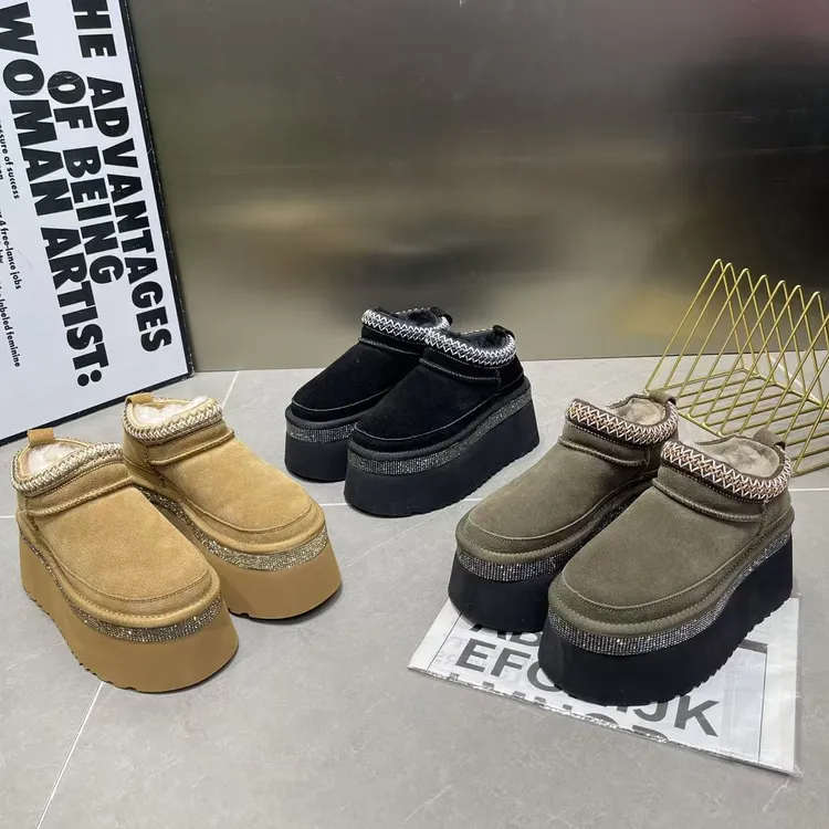 厚底7cm松糕雪地靴女鞋2025新款时尚套筒短靴保暖棉鞋及踝靴