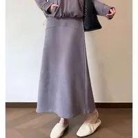 【麂皮绒拼接A字裙】早秋新款！高腰后开叉拼接麂皮绒A字裙315