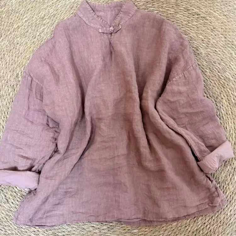 新中式立领绣线盘扣衫纯欲风衬衫文艺复古风长65 胸围130