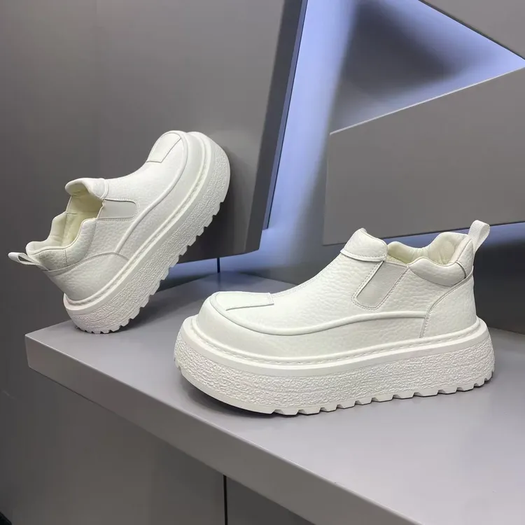 【皮鞋码】单棉同款皮面一脚蹬百搭舒适纯色男士时尚休闲潮鞋流行ok