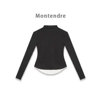 【MonTendre】春季新款 L 运动休闲通勤风拼接假两件百搭针织上衣女