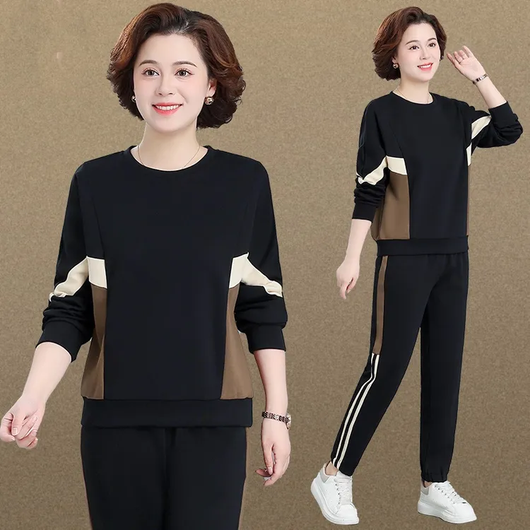 中年气质妈妈秋装卫衣洋气外套新款中老年人运动服套装女两件套