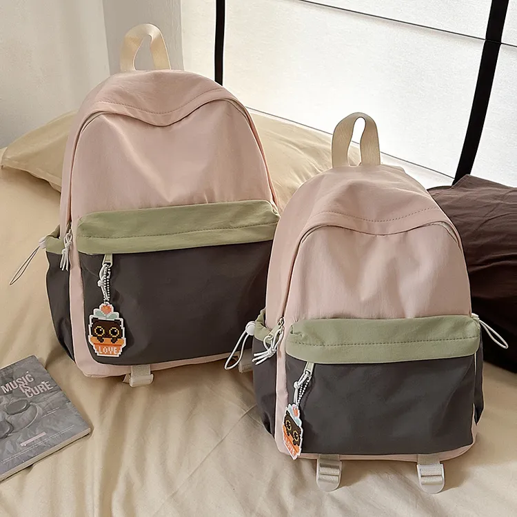 森系校园小众拼色小书包女高颜值轻便旅游双肩包大学生通勤背包