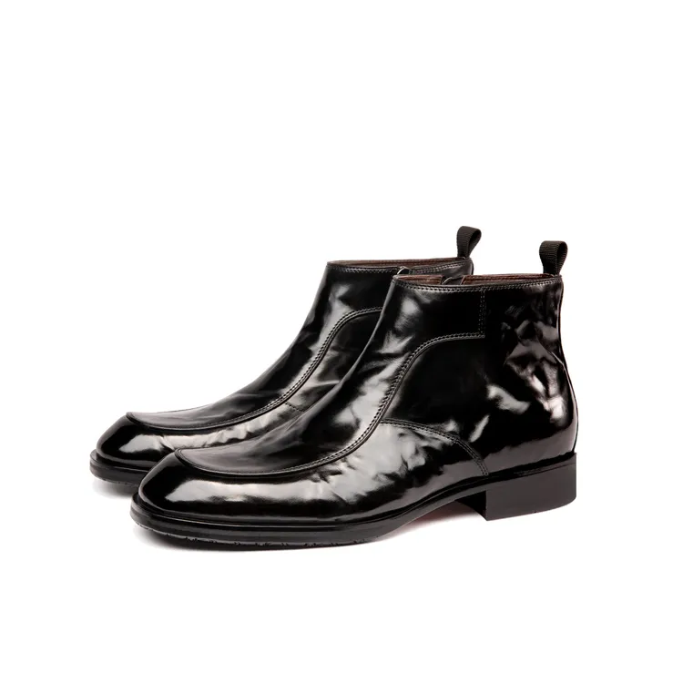 冬季加绒高帮皮鞋男士真皮中帮马丁靴英伦切尔西靴短靴保暖棉靴子