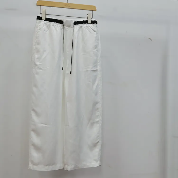 天丝亚麻人字纹八分弯刀裤