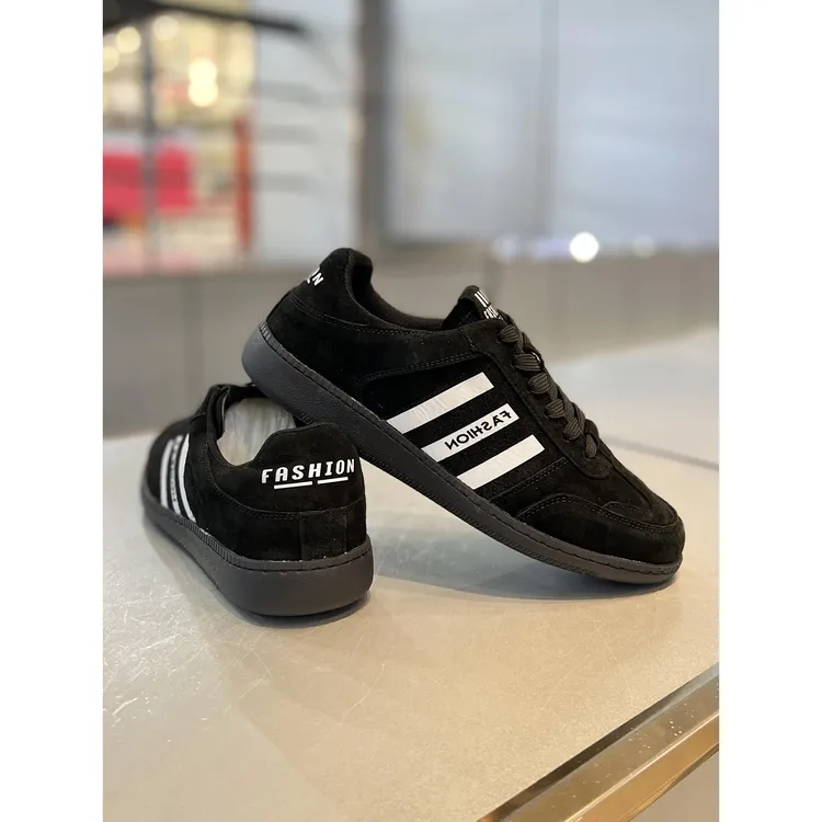 【香港DcSU&Shoes官方正品】拼色三道杠反毛皮板鞋韩版软底阿甘鞋
