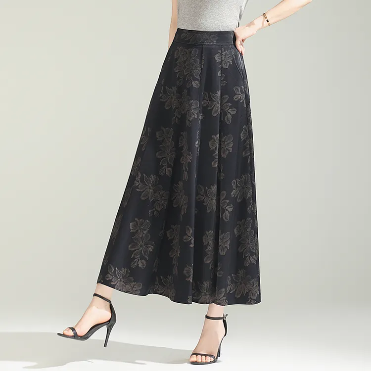 典雅大方高端烫金印花半身裙2025夏季新款时尚洋气减龄A字长裙潮