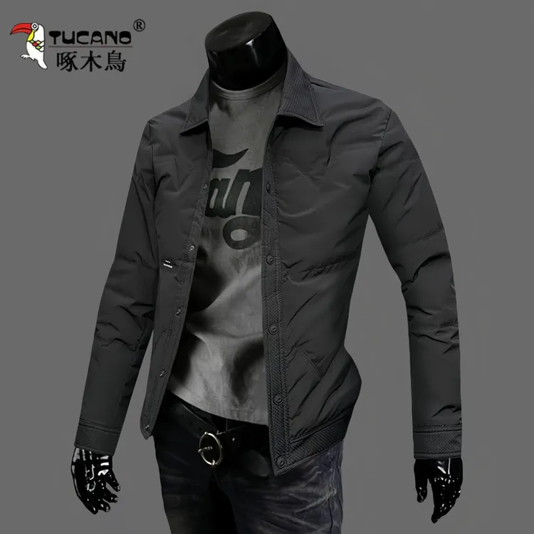 啄木鳥翻领防寒服男士短款冬季潮牌潮流休闲夹克轻薄棉衣棉服外套