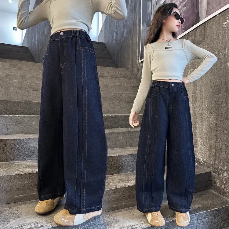 女童牛仔裤2025秋季新款中大童6-12岁儿童洋气韩系宽松直筒休闲裤