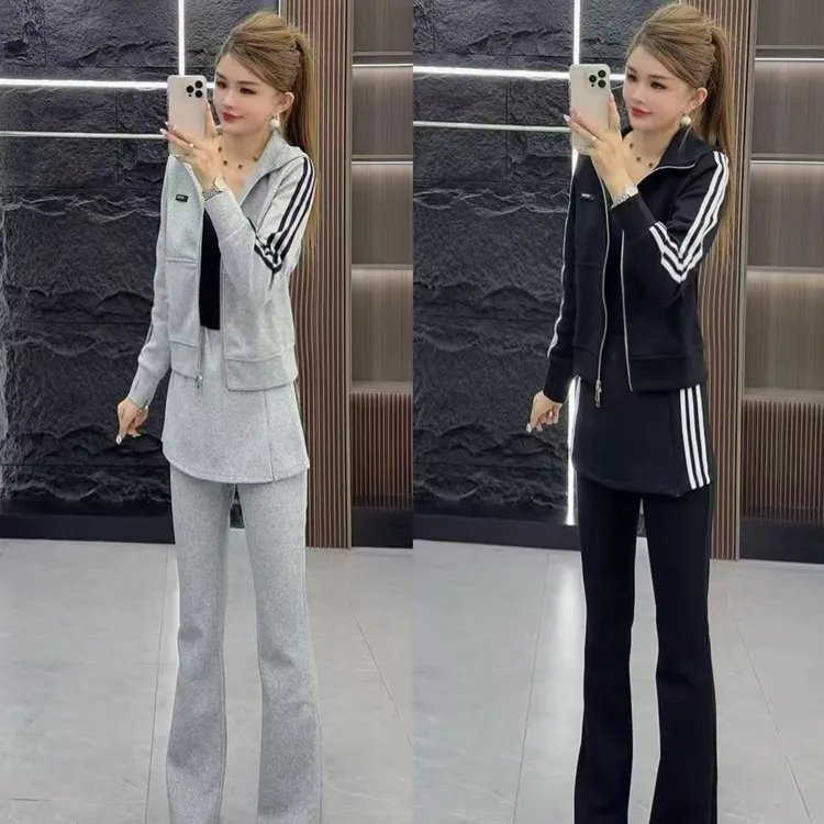 精品0685 百搭休闲连帽外套 加 假两件长裤 两件套