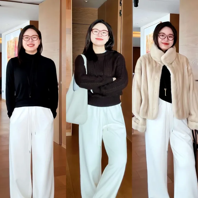 张小某梨形定制 秋冬柔软垂感拼接腰头侧缝前移休闲裤  2314