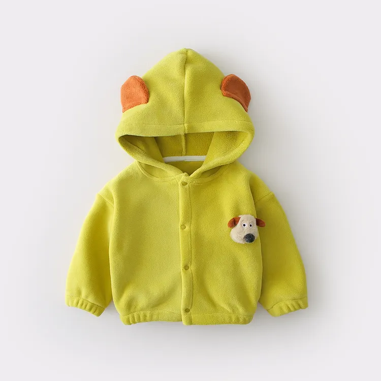 宝宝加绒连帽上衣秋冬季洋气保暖男女童冬装加厚外套婴儿小童外穿