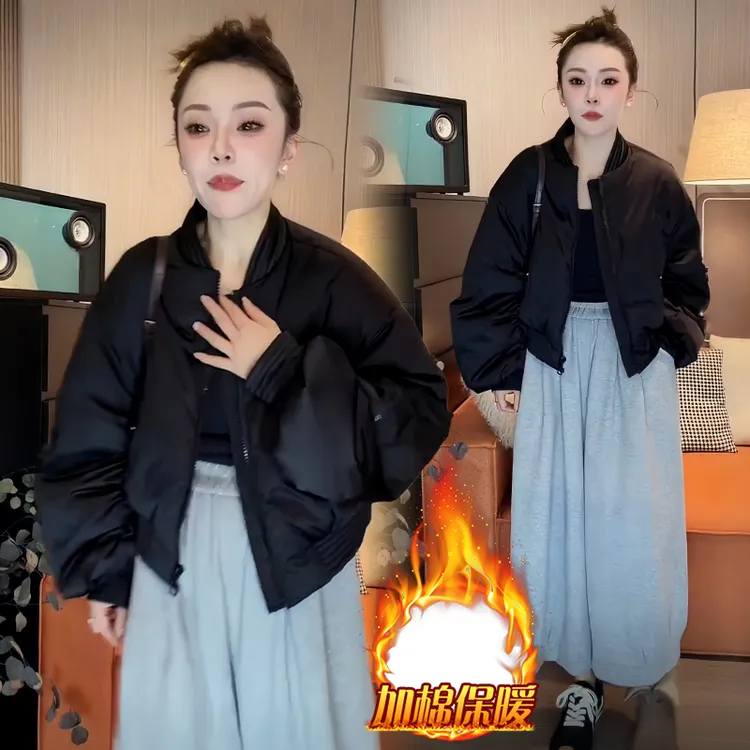 高级感短款羽绒棉服女2025年冬季新款小个子加厚保暖宽松棉袄外套