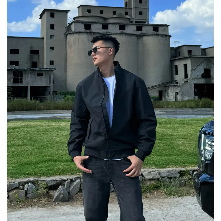 LINYU美式硬汉立领夹克秋季纯色显型三防百搭工装飞行外套男款