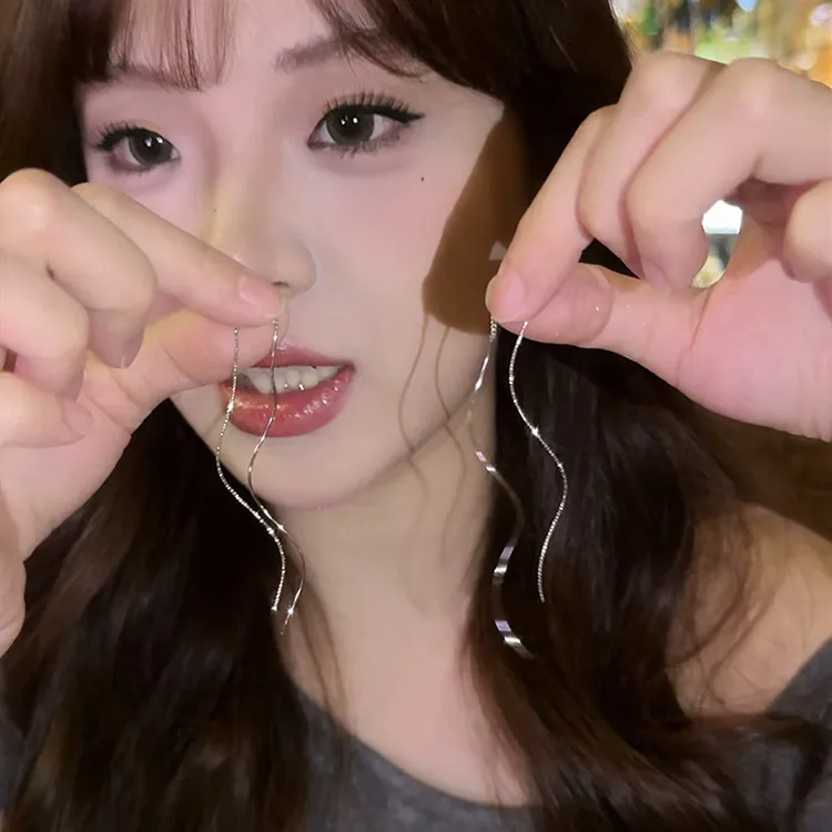 铜合金耳饰 波浪流苏耳线女爆款小众气质款耳坠时尚百搭耳环耳饰