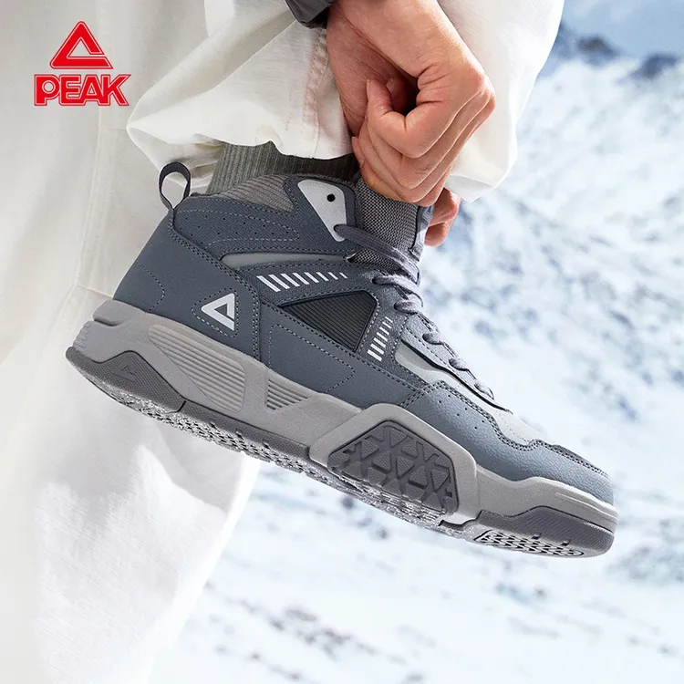 Peak/匹克冬季加绒保暖高帮板鞋男女全皮革面防风抗寒防滑户外鞋