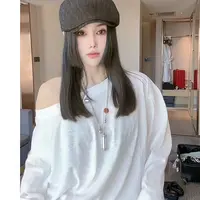 RUYIFASH雪花棉一字肩大白T恤
