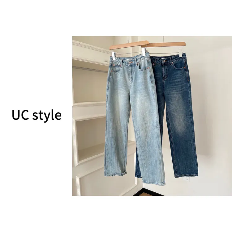 【UCSTYLE】Q376蓝调漫步复古阔腿牛仔裤 主播穿M码