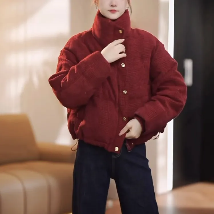 2024冬季新款小个子复古洋气面包服外套女时尚立领气质百搭棉服潮