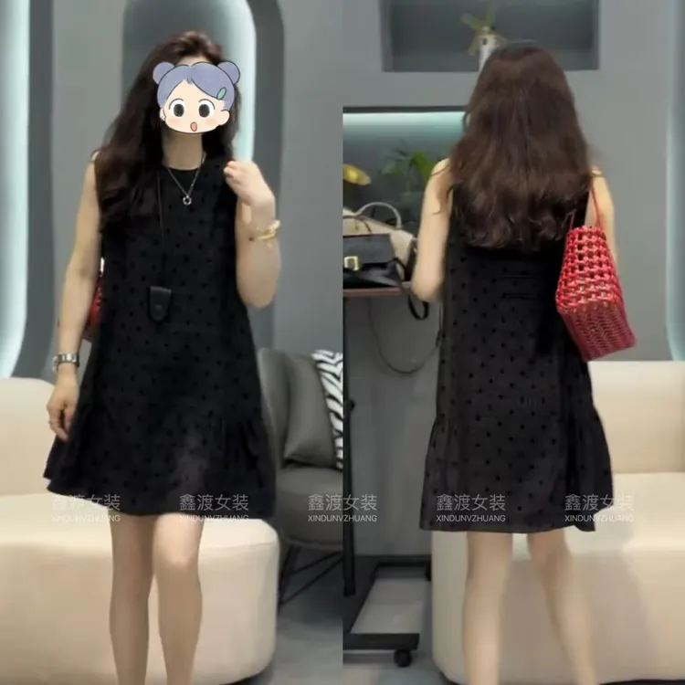 2025夏季新款时尚显瘦气质女士网红洋气连衣裙百搭款D5780