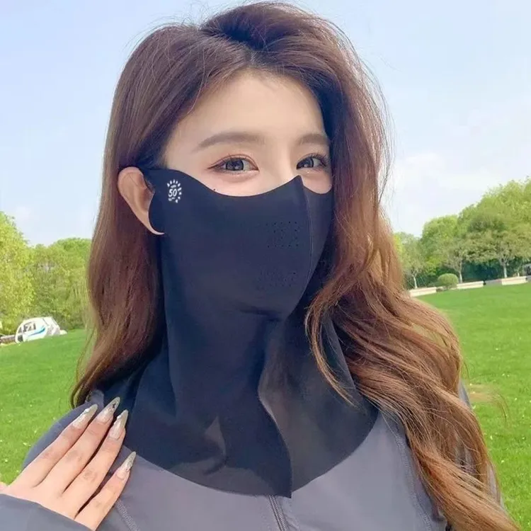 冰丝防晒面罩女新款骑行加大码面罩开车防紫外线围脖式带透气口罩