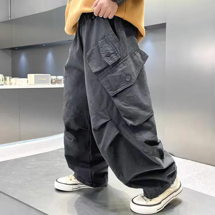 男童秋夏纯棉2025新款长裤中大儿童工装休闲裤男孩帅气时髦潮酷