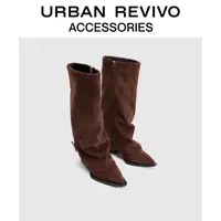 URBAN REVIVO2025冬季新款女士琥珀流光风长筒靴子UAYS50115